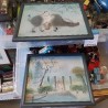PEINTURE ASIE TOUR BLEU SUR SOIE