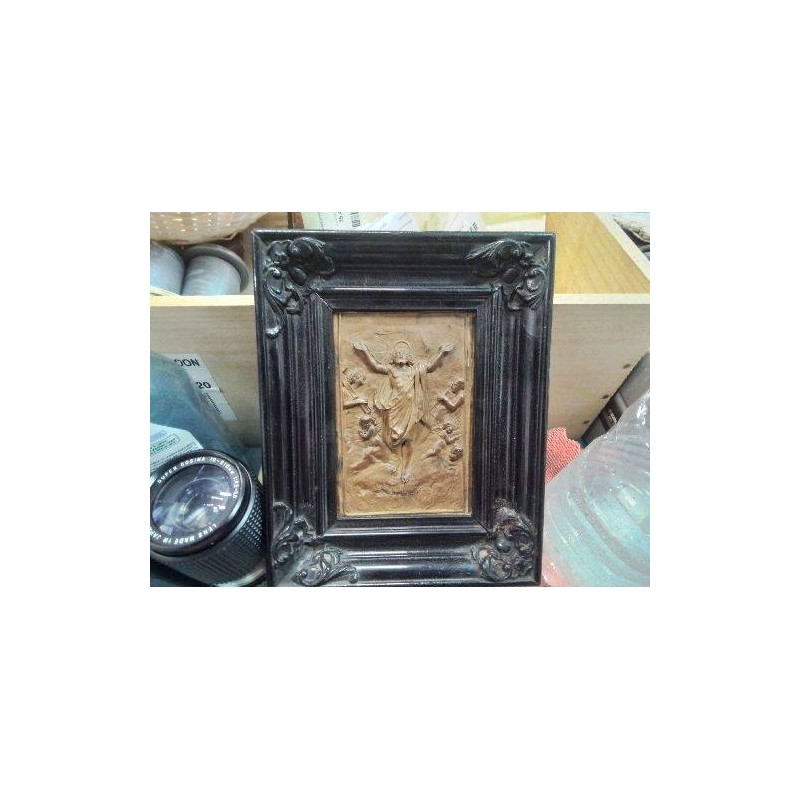 CADRE CHRIST CUIVRE BORD NOIR