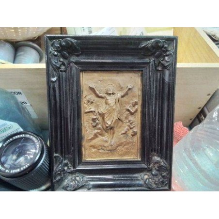 CADRE CHRIST CUIVRE BORD NOIR
