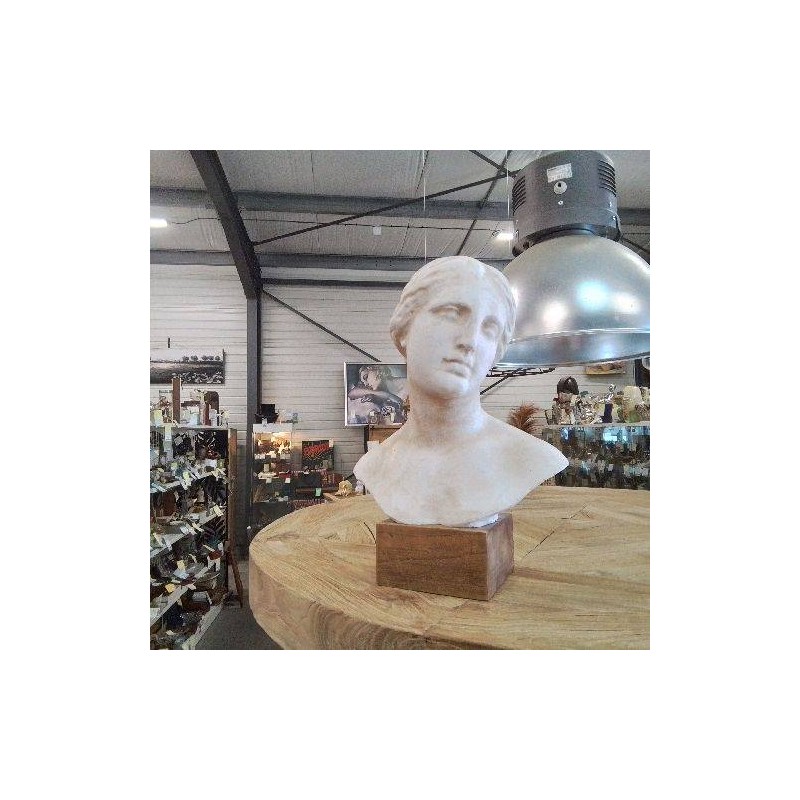 BUSTE PLATRE FEMME APHRODITE SOCLE BOIS MM