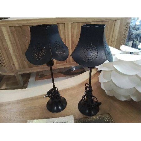 LAMPE MÉTAL NOIR MÉTAL ABJ AJOURÉ 