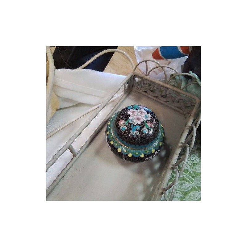 POT CLOISONNÉ AVEC COUVERCLE NOIR PM 
