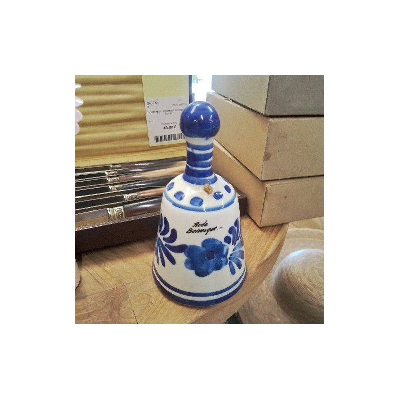 CLOCHE PM CÉRAMIQUE PEINTE BLC BLEU