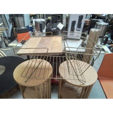 PORTE REVUES VINTAGE METAL DORÉ ET BOIS