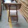 CHAISE BOIS CANNEE ASSISE TISSU ECRU