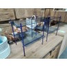 TABLE DE CHEVET D APPOINT HUBSCH METAL BLEU ET VERRE