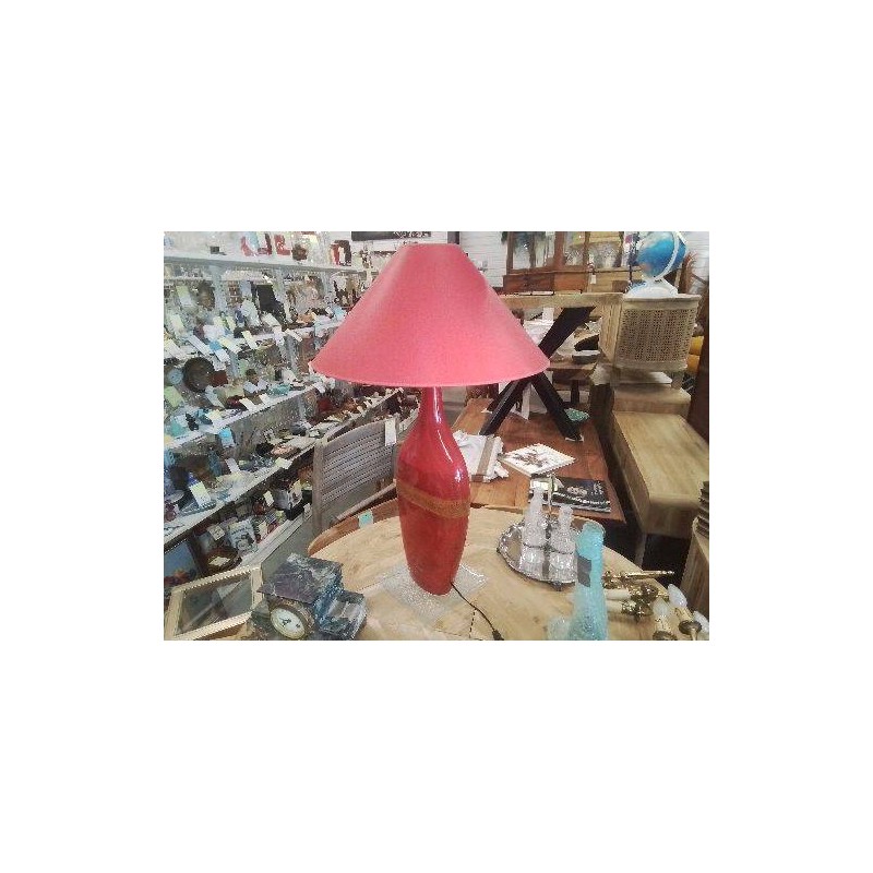 LAMPE PLATE TGM ROUGE OCRE COLLÉE SUR ASSIETTE 