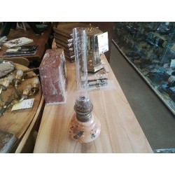 LAMPE PETROLE FAIENCE FLEURIE ANCIENNE 