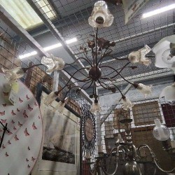 LUSTRE METAL 10 BRANCHES MURANO POSSIBILITE DE METTRE EN LED