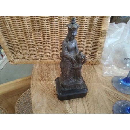 STATUE RELIGIEUSE STE ANNE D AURAY REGULE SOCLE MARBRE