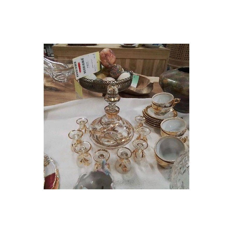 SERVICE A LIQUEUR CARAFE AVEC BOUCHON 8 VERRES MONACO