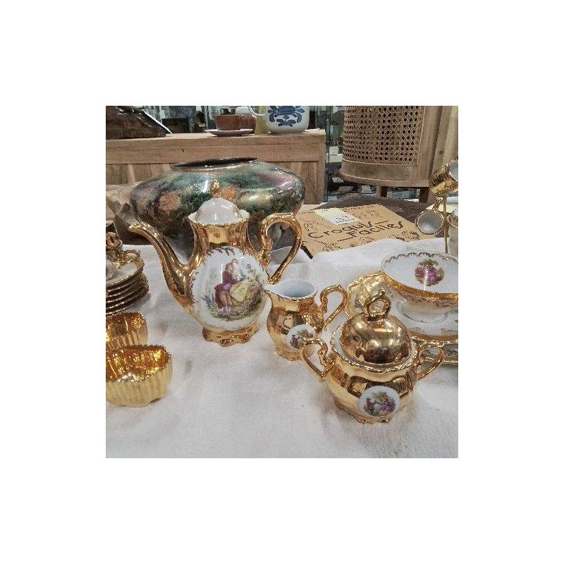 SERVICE A THE ROMANTISME 3 PIECES DORÉ PORCELAINE BAVARIA