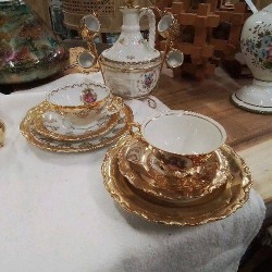 TASSE DEJEUNER 3 PIECES ROMANTISME DORÉ 