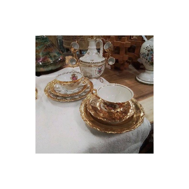 TASSE DEJEUNER 3 PIECES ROMANTISME DORÉ 