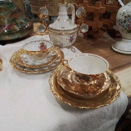 TASSE DEJEUNER 3 PIECES ROMANTISME DORÉ 