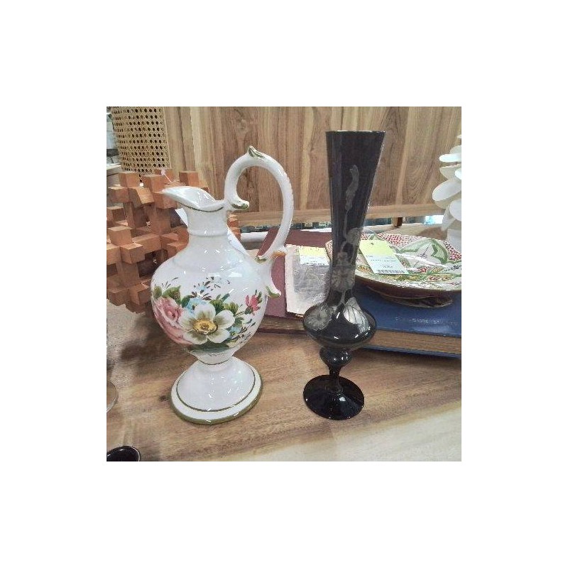 VASE SOLIFLORE ST ART NOUVEAU NOIR MM ET FLEURS EN ETAIN