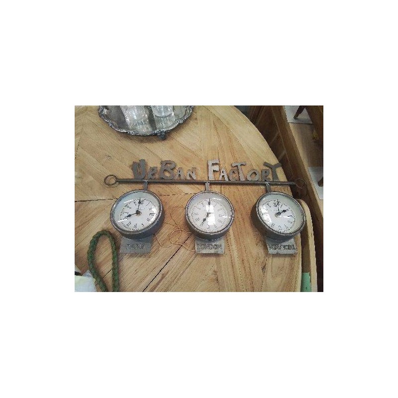 HORLOGE TRIO PARIS LONDON NY ZINC