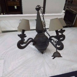 LUSTRE METAL GRIS FONCÉ 5 TÊTES  GM ABJ GRIS CLAIR
