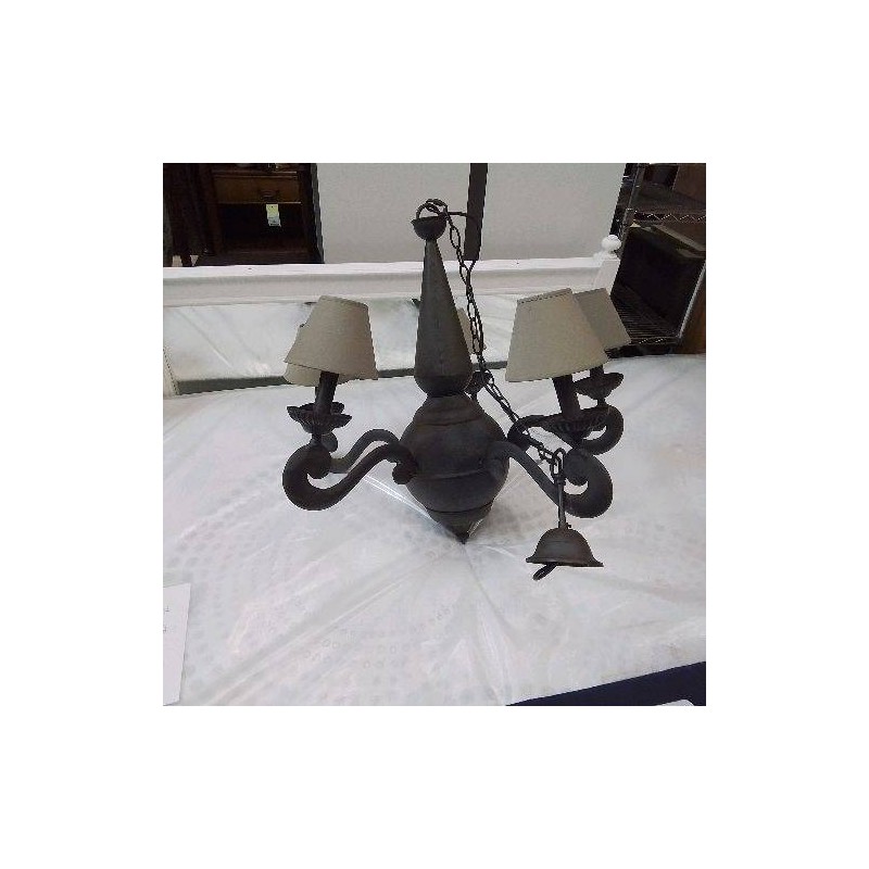 LUSTRE METAL GRIS FONCÉ 5 TÊTES  GM ABJ GRIS CLAIR