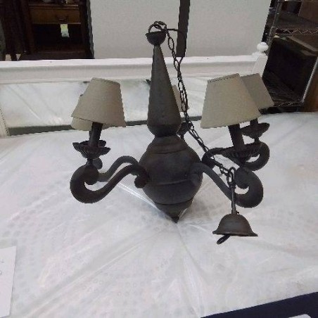 LUSTRE METAL GRIS FONCÉ 5 TÊTES  GM ABJ GRIS CLAIR