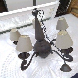 LUSTRE METAL GRIS FONCÉ 5 TÊTES  GM ABJ GRIS CLAIR