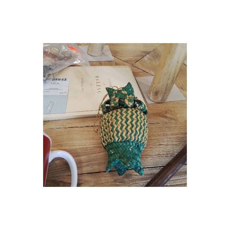 PANIER BOITE ANANAS TRESSE VERT PM