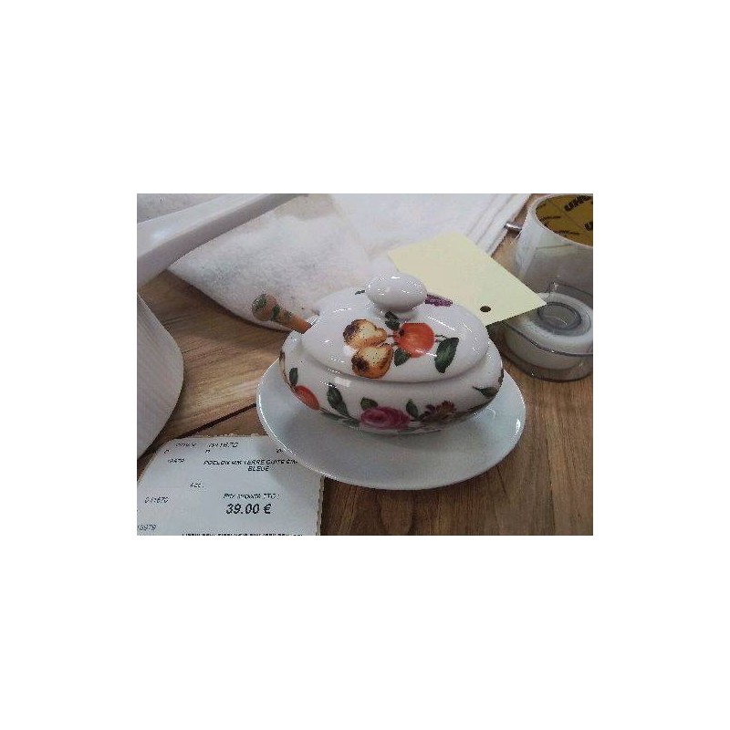 MOUTARDIER PM FLEURS FRUITS AVEC CUILLÈRE BOIS PORCEL DE PARIS
