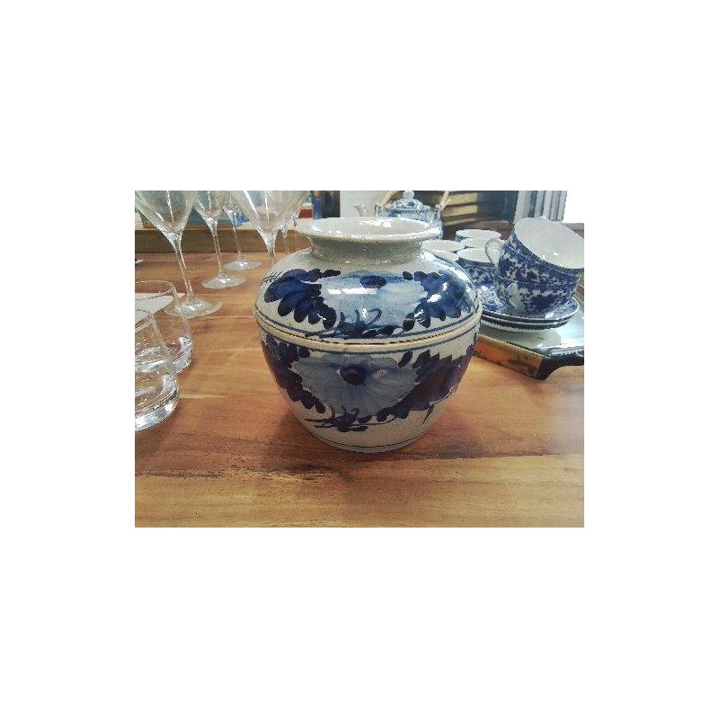 POT DECO ANC AVEC COUVERCLE FLEURI BLEU