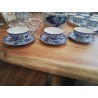LOT 3 TASSES ANC BLEU BLANC AVEC SOUCOUPES