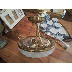 SUSPENSION VERRE METAL DORE + ACC BB 