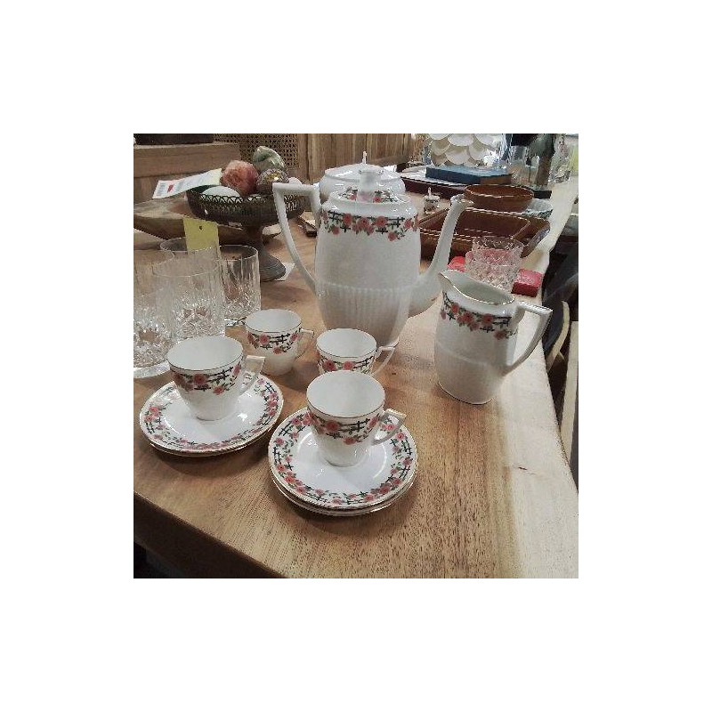 ENS A CAFE VINTAGE PORCELAINE LIMOGES DECOR ROSES 