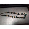 COLLIER BRONZE 12 PERLES MALACHITE 44 CM
