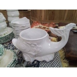 CACHE POT POISSON DAUPHIN CÉRAMIQUE BLC M VINTAGE