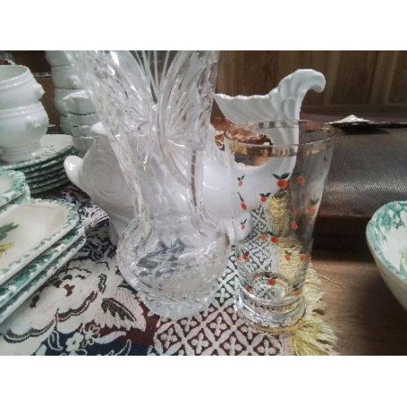 VERRE ORANGEADE MANDARINES PEINTES À LA MAIN VINTAGE MONACO