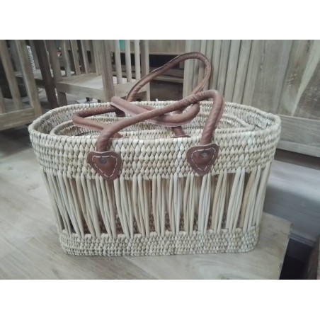 PA0122-PANIER PIQUE NIQUE CUIR L 20/25CM