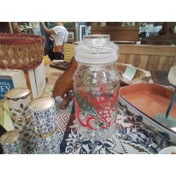 POT DE CONSERVATION VINTAGE EN VERRE DESSIN RAISIN