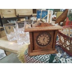 PORTE SOUS VERRE VINTAGE DECORS HORLOGE EN LIEGE 