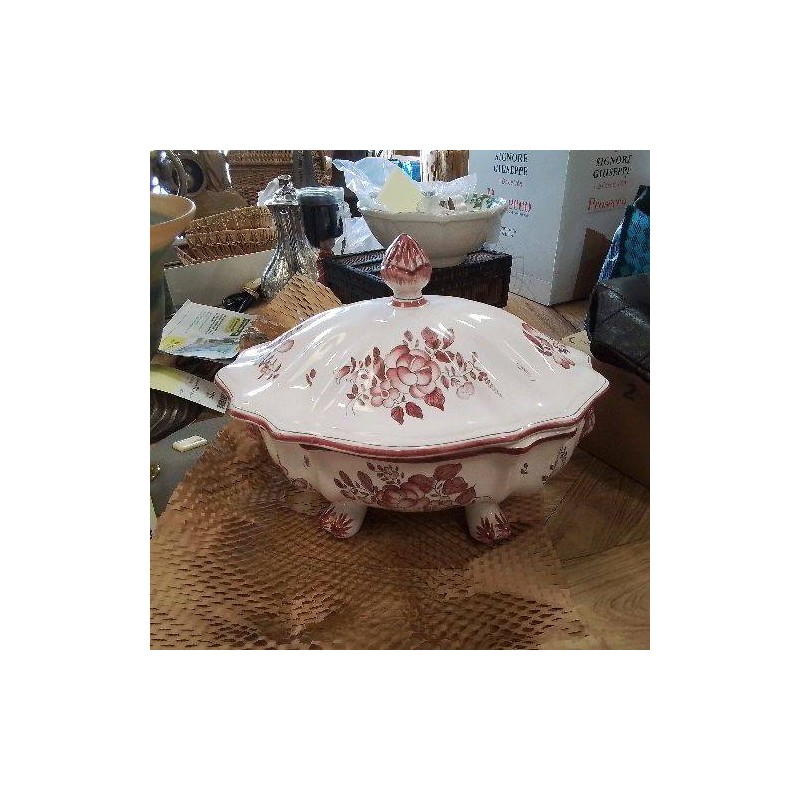 SOUPIERE LEGUMIER GM BLC FLEURS ROSES POMPEIA BORDEAUX 