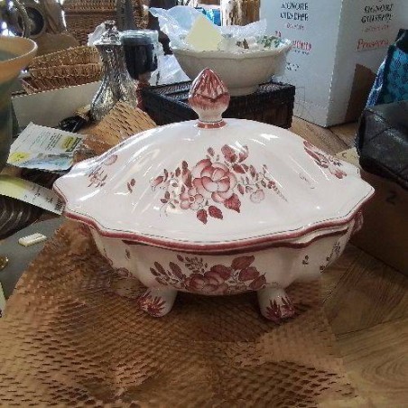 SOUPIERE LEGUMIER GM BLC FLEURS ROSES POMPEIA BORDEAUX 