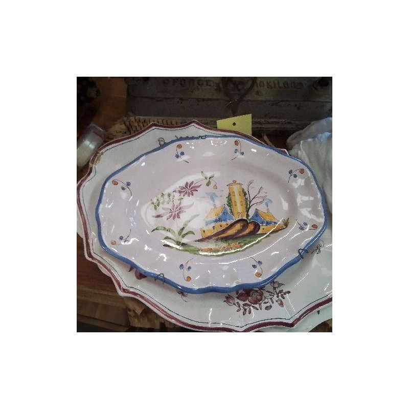 PLAT OCTOGONAL FAIENCE DE MOULINS