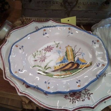 PLAT OCTOGONAL FAIENCE DE MOULINS