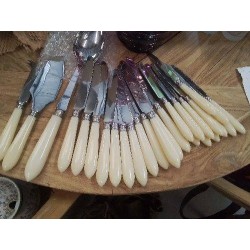 ENS COUTEAUX GM+PM + CUILLEREBDE SERVICE + COUTEAU FROMAGE +PELLE A GATEAU
