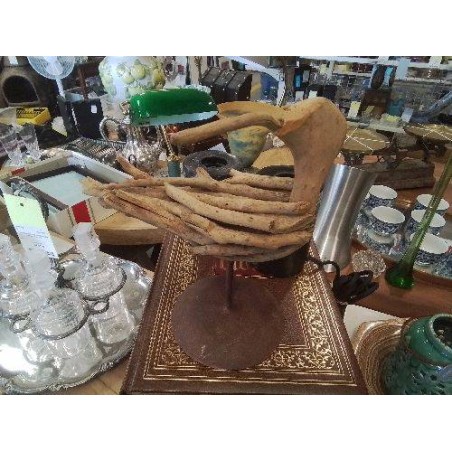OISEAU BOIS FLOTTE PIED METAL