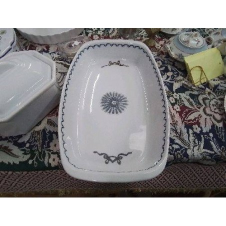 PLAT RECTANGULAIRE PORCELAINE DE PARIS BLANC RUBAN FLEUR