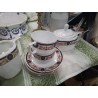 SERVICE A THE PORCELAINE TCHEKOSLOVAQUE BLANC JAUNE BLEU FLEUR ROSE