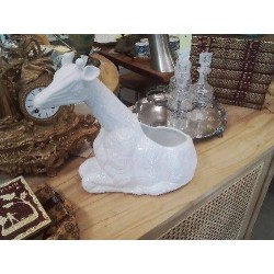 PORTE POT GIRAFE CERAMIQUE BLANC