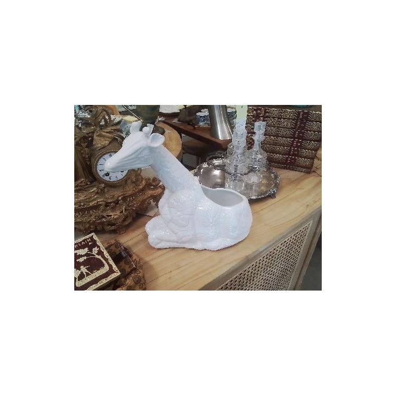 PORTE POT GIRAFE CERAMIQUE BLANC