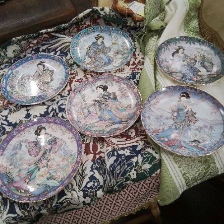 L9T 6 ASSIETTES DÉCOR JAPONAISE IRIS