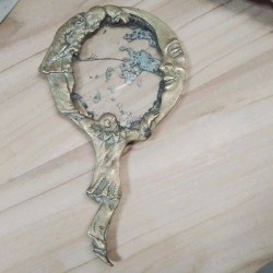 MIROIR A MAIN BRONZE PIERROT LUNE ANC SANS TEINT