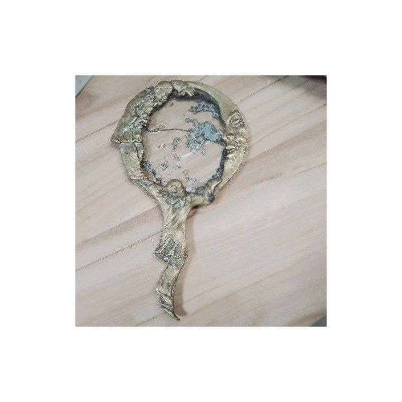 MIROIR A MAIN BRONZE PIERROT LUNE ANC SANS TEINT